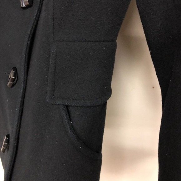 MACKAGE BLACK WOOL CASHMERE COAT WITH LEATHER TRIM - XXS - PRE-OWNED - Picture 4 of 7